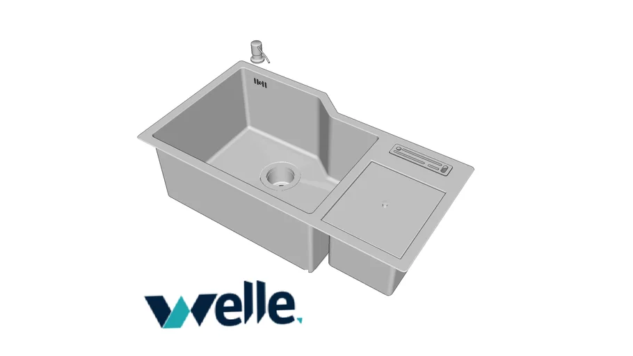 Cuba em aço inox para cozinha ARTIZAN com faqueiro dispenser e LIXEIRA 75x42x22 cm Welle