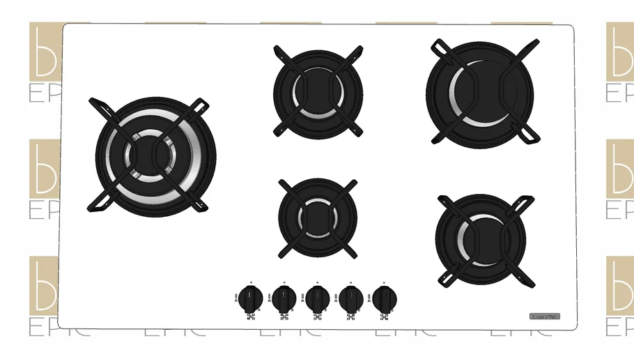 Cooktop a Gás Penta Side Plus em Aço Carbono 5 Bocas Branco - Tramontina