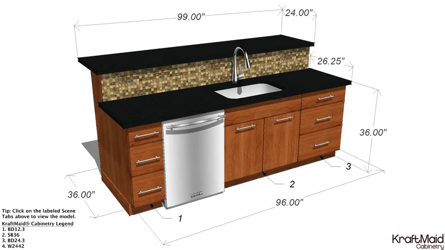 Kitchen Island with KraftMaid® Cabinetry - Medium Size