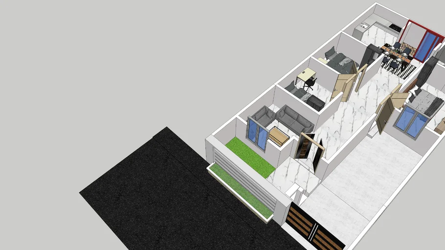 Denah Rumah 1 Lantai Ukuran 8x15