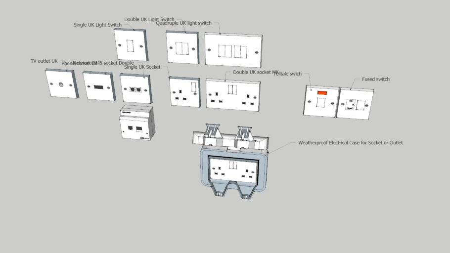 Outlet Switch Socket Electrical Fittings UK multiple types of MK fitting