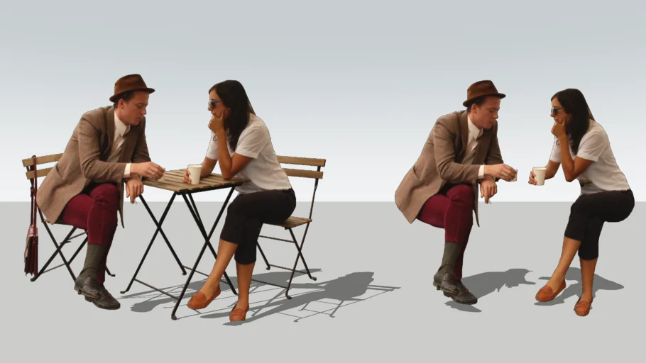 2D people - Man & Woman at Cafe