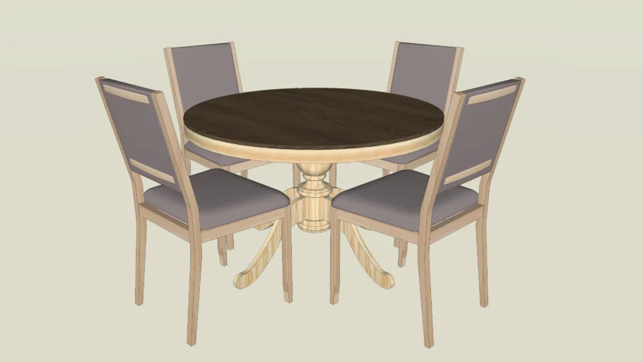 Juego de Mesa Comedor 4 Sillas | Cubierta Redonda