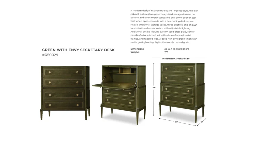 MODEL - #R50029  REVELATION Green With Envy Secretary Desk