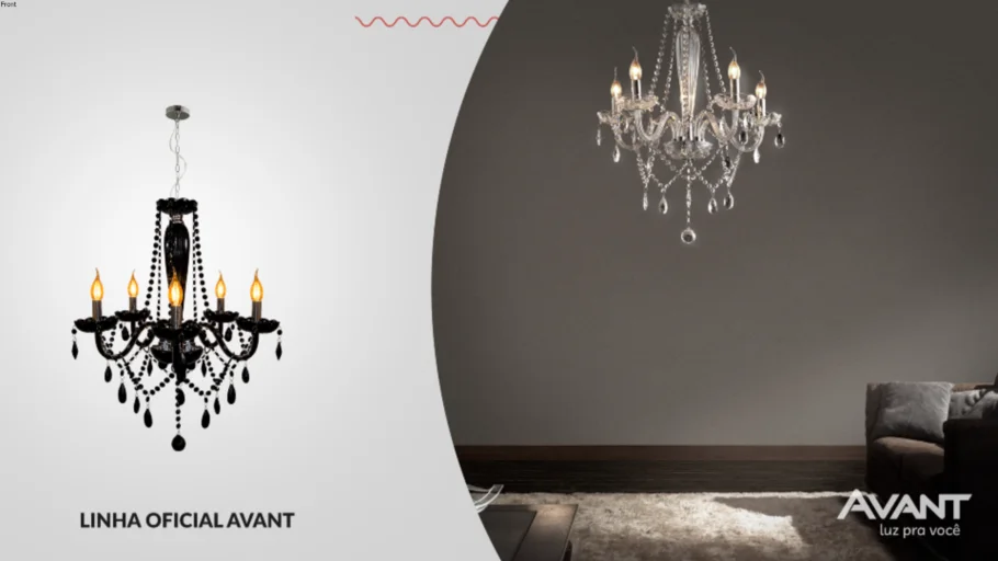 Lustre Baronesa 5X Preto Avant