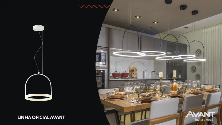 Pendente Avant Cage Led 12w 30cm Branco 3000K Luz Amarela Bivolt