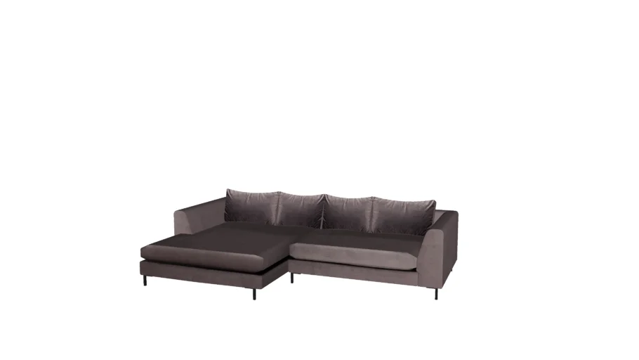83567 Corner Sofa Black Gianna Velvet Grey Left