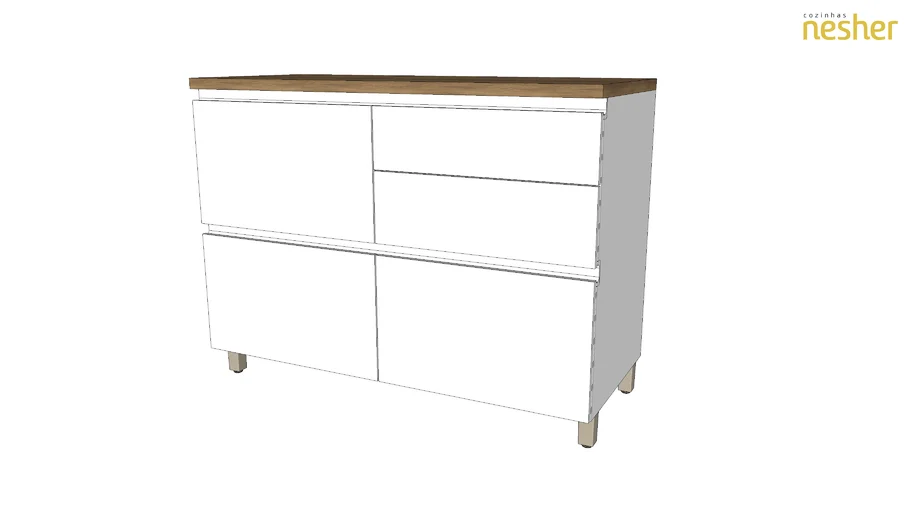 NESHER RAINHA BALCAO 120CM - BRANCO NATURE