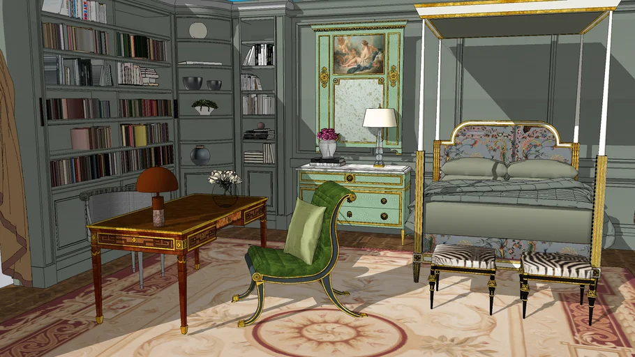 Eclectic Bedroom with Louis XVI Pieces