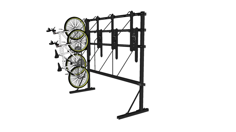 K21 Vertical Bike Rack - Single Side - 8 Bikes Secured | 3D Warehouse
