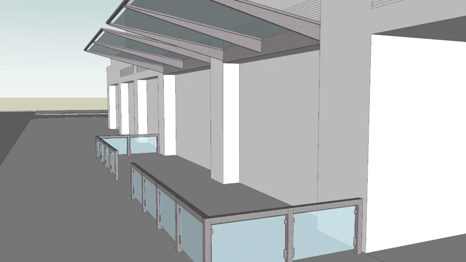 Sidewalk Cafe Glass Canopy and Railing