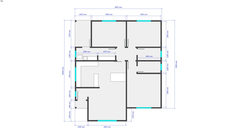 Planta Casa 3 Quartos - 83m² - Copa - Lavanderia -2 W.c