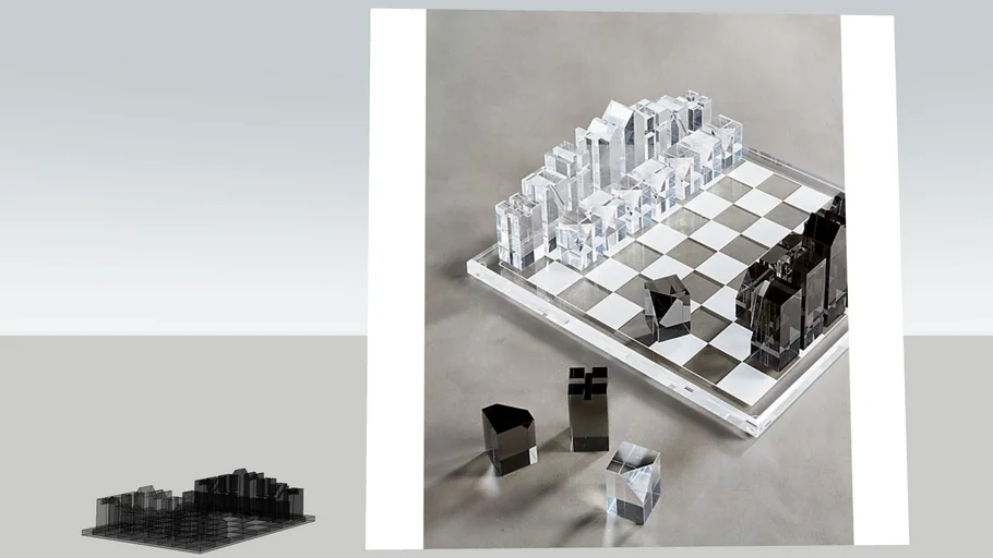 CB2 - CLEAR AND SMOKE GREY ACRYLIC CHESS SET