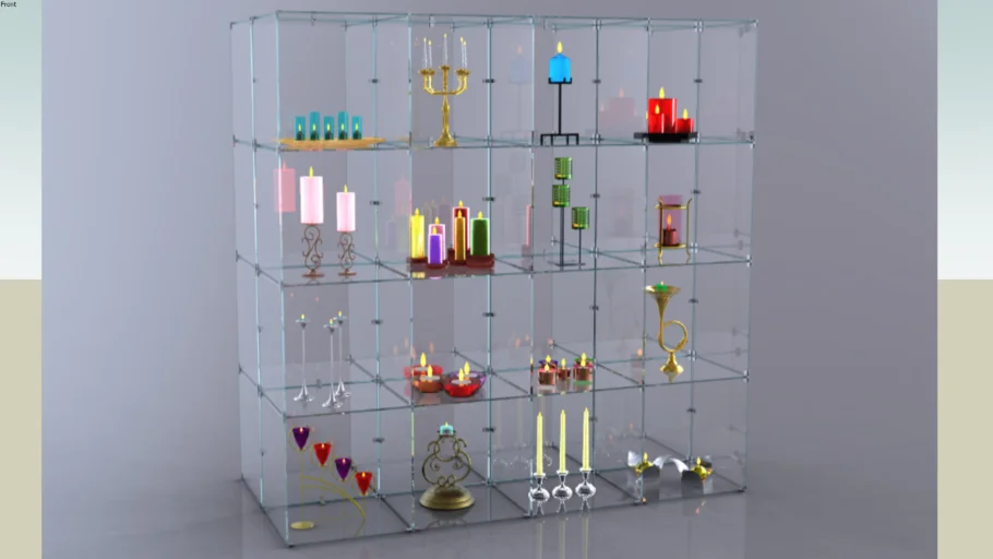 Double-Sided Glass Cube Display, 4 x 4