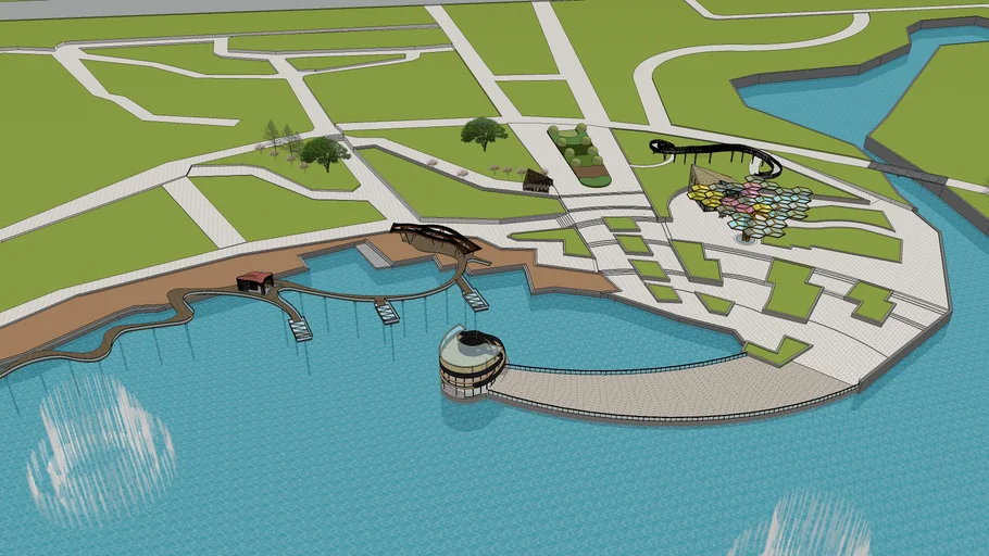 Urban furniture & Landscape design for Longhu Park. Handan City, Hebei Province