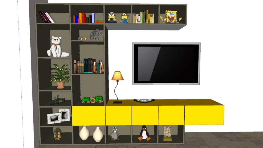 Tv unit with book shelf.