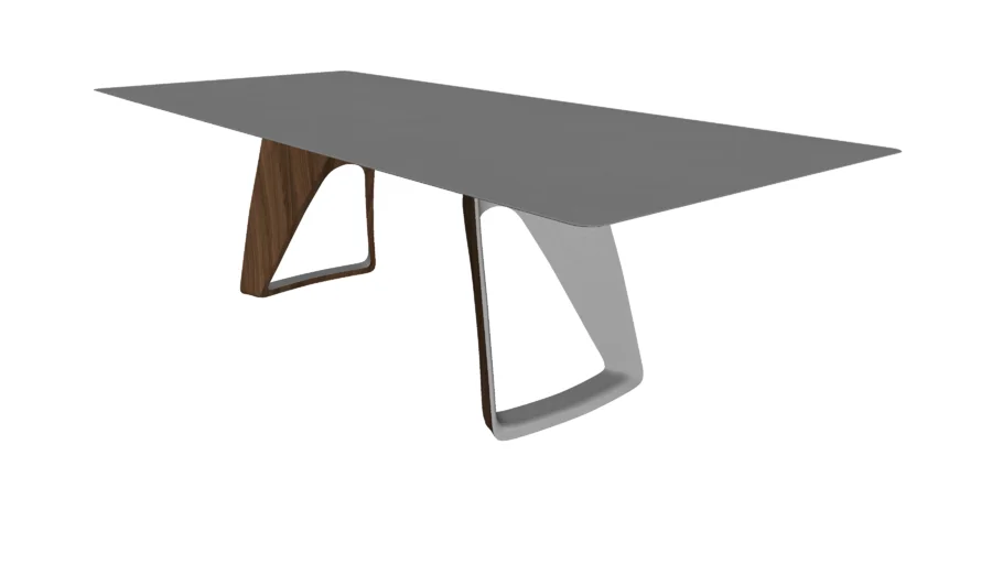 Preston Dining Table in Titanium Glass and Walnut by Modloft