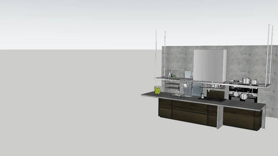 Concrete island industrial modern kitchen smaller