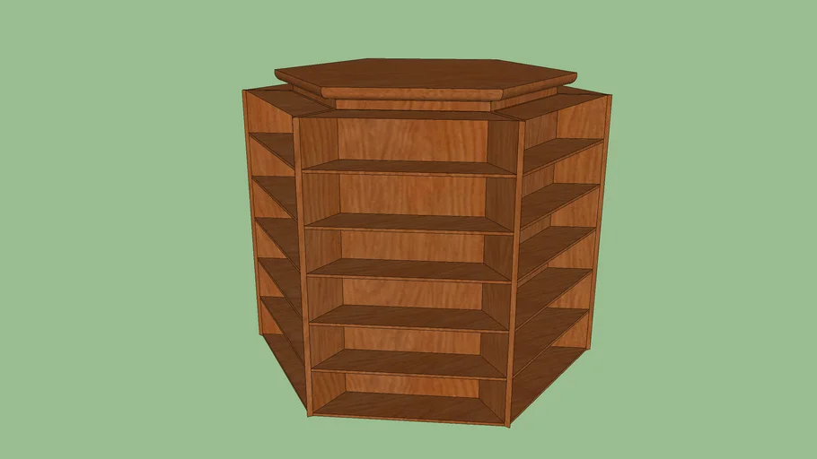 Hexagonal Wood Bookcase