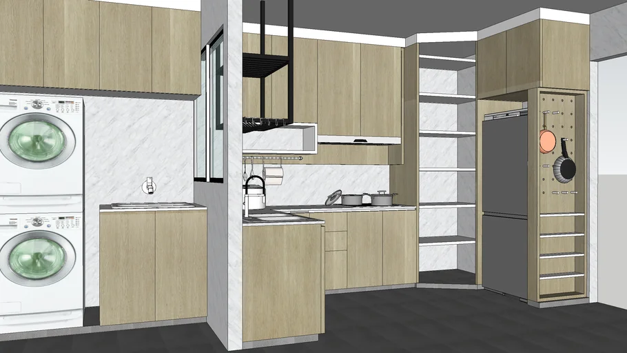 kitchen and laundry area