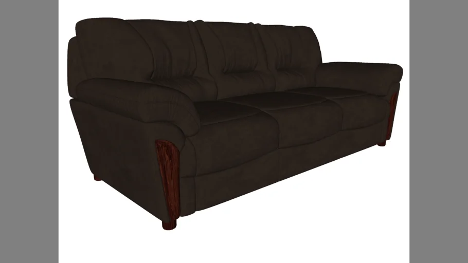 Sofa de Couro Preto alto acabamento  3 lugares