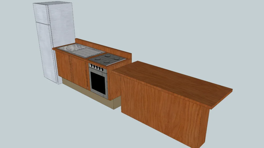 Refrigerador, estufa, tarja, barra