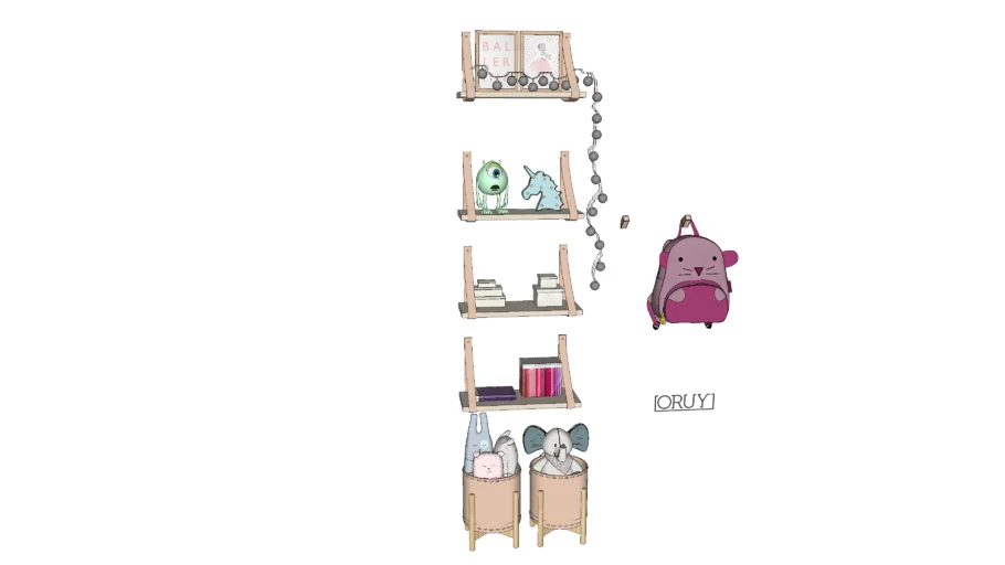 cachepot vago porta brinquedo cabideiro pendurador ninha Oruy Prateleira Zinha alça decor baby bebê