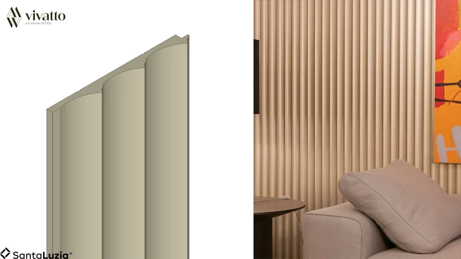 Painel Ripado Waves Champanhe 155 - Santa Luzia