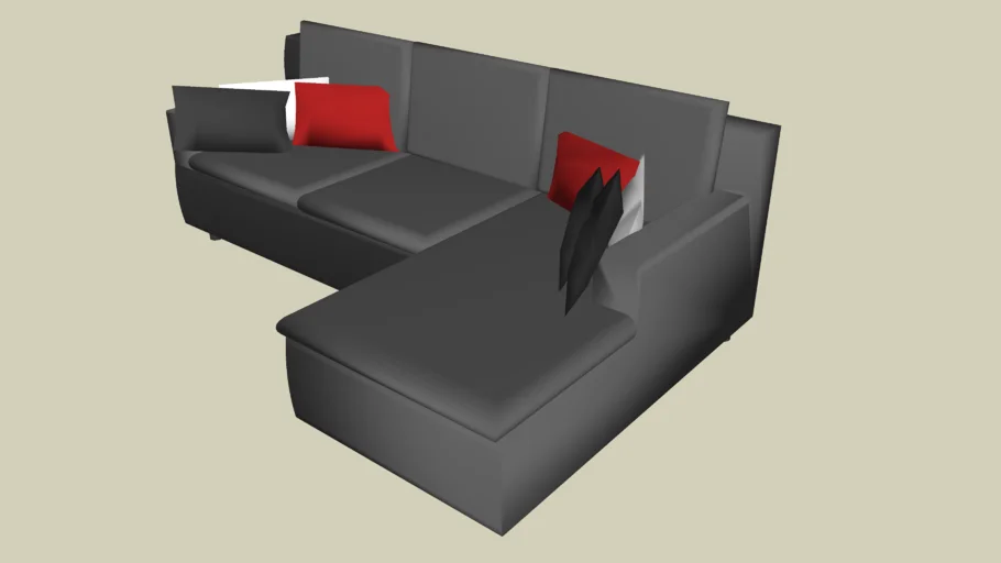 Black modern sofa with pillows