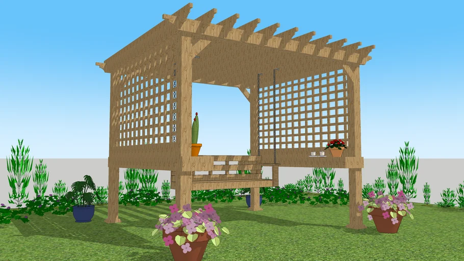Wooden Pergola For Outdoor Garden | 3D Warehouse