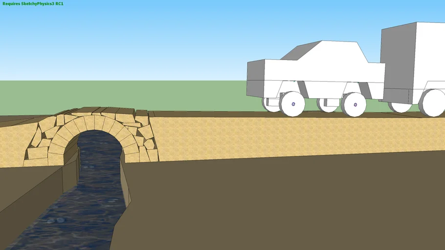 Cars Driving Over Stone Bridge [Sketchyphysics v.3]
