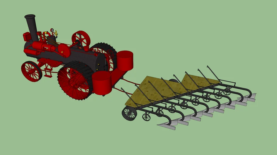 steam tractor with plow