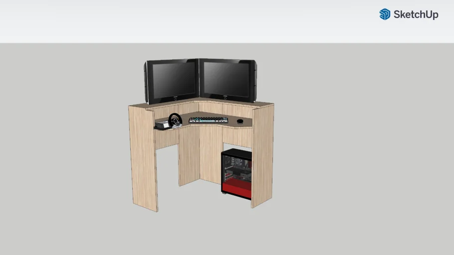 Corner desk pc gaming setup
