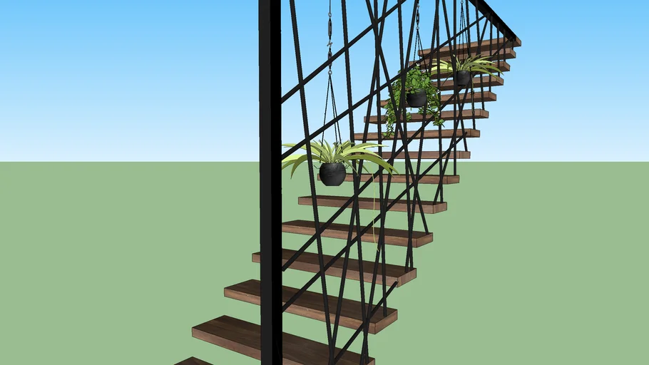 escalier bois metal garde corps aleatoire