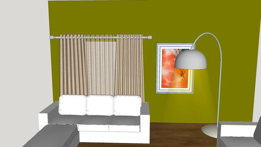 Sofa set with windows furnishings and light illumination