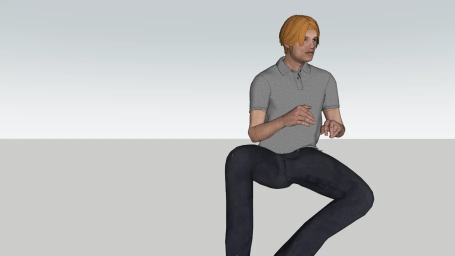 3d man sitting. doing something