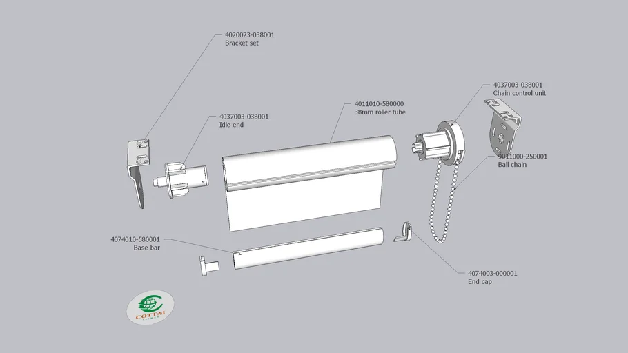 COTTAI - Chain control roller blind assembly 3D model