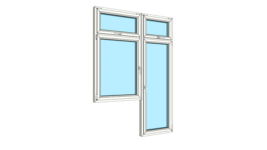 Балконный блок с левым боковым окном и двойной фрамугой VEKA Artline 82