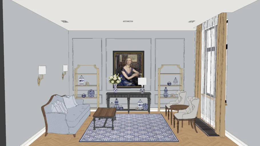 Living room. Art deco style furniture
