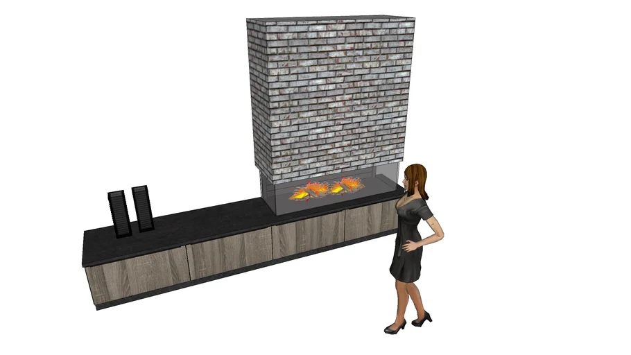 Openhaard met onderkasten