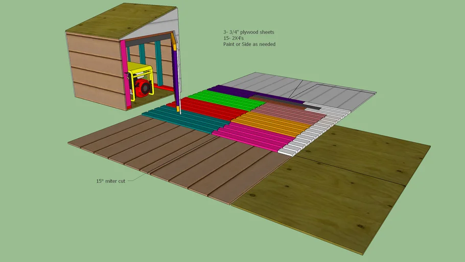 Generator Shed Building for outdoor storage of a portable generator