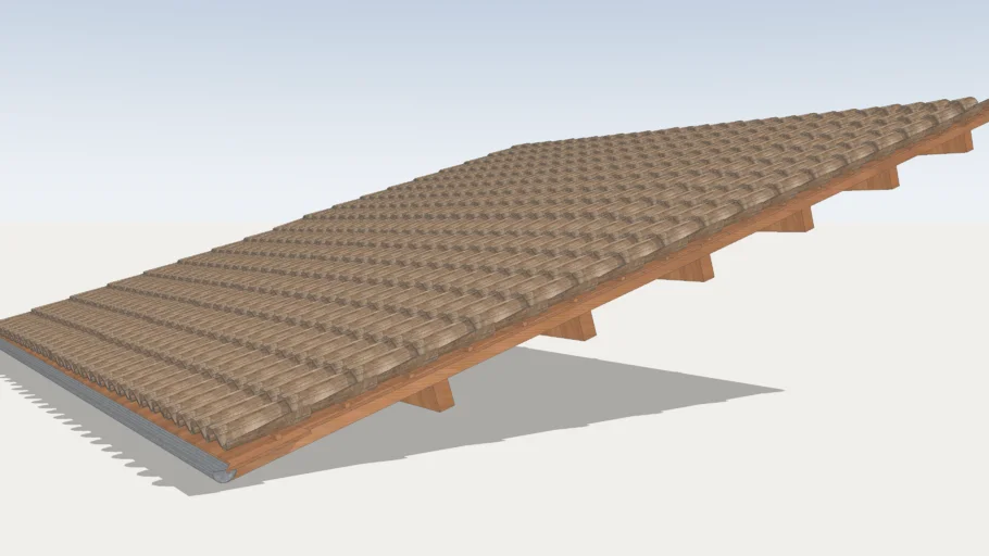 flat roof wood and tiles