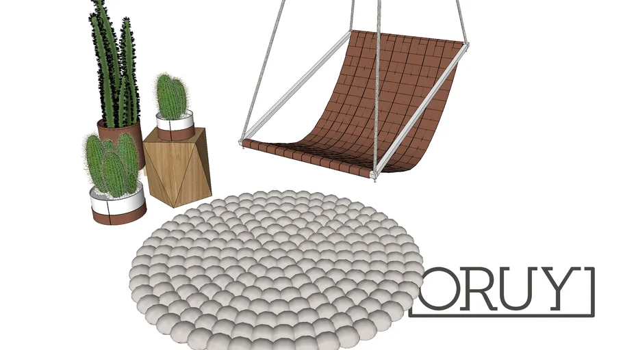 Poltrona Suspensa Rettangolare Treccia balanço corda ORUY metal couro cachepot