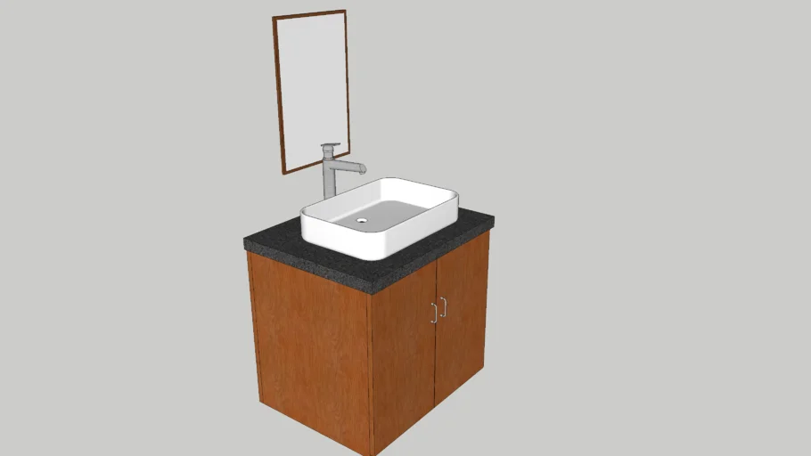 rectangle shape washbasin with counter and mirror