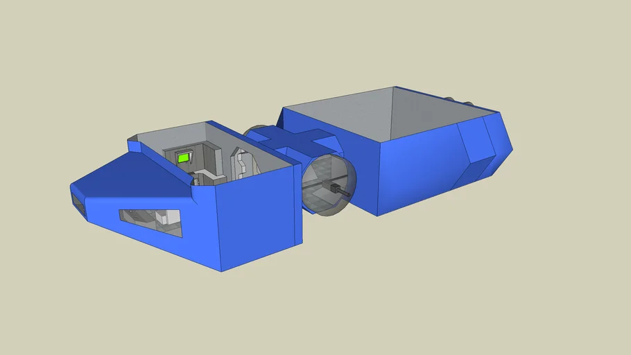 Spaceship with large cargo hold and weapons. Good interior detail.
