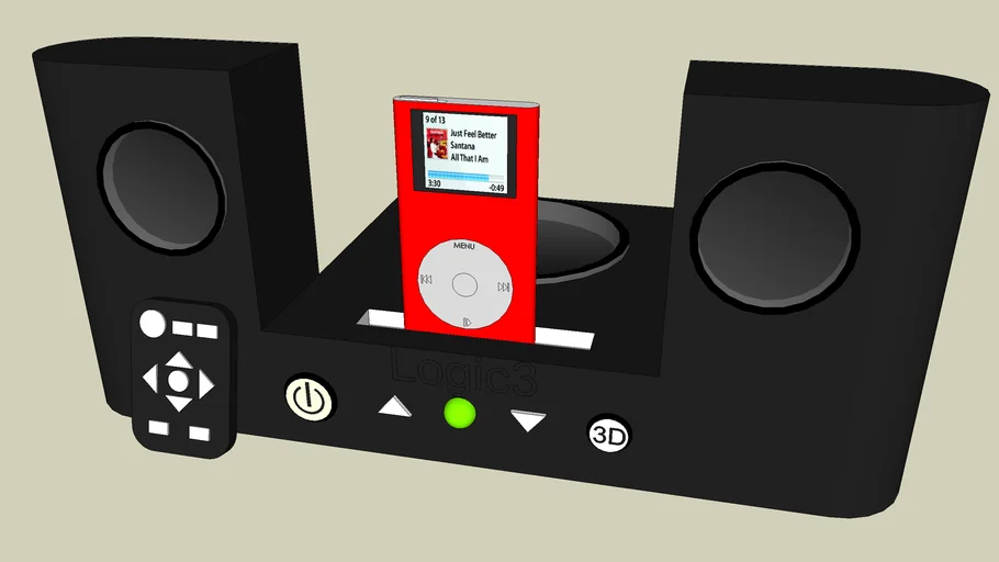 Red Ipod Nano with Logic3 I-Station7