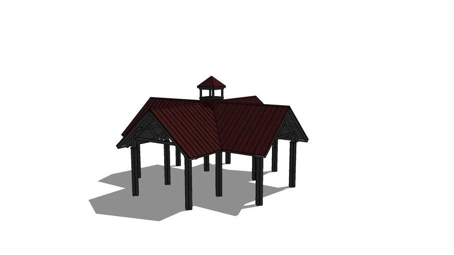Gable - 32' x 32' - Cross Gable with Cupola and Architectural End 