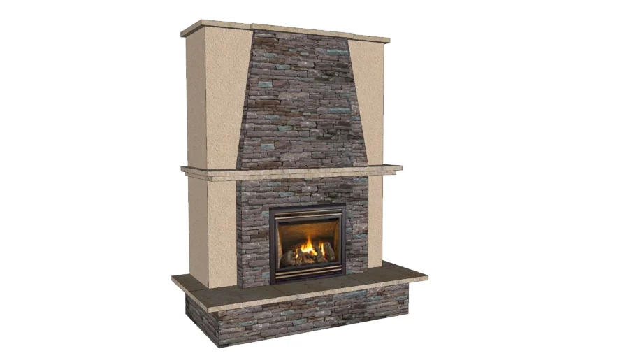 Stone and Stucco Outdoor Fireplace