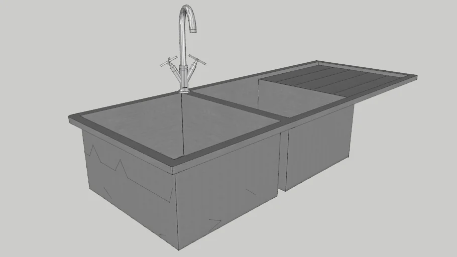 Sink-Double Bowl with drain 1056 x 400