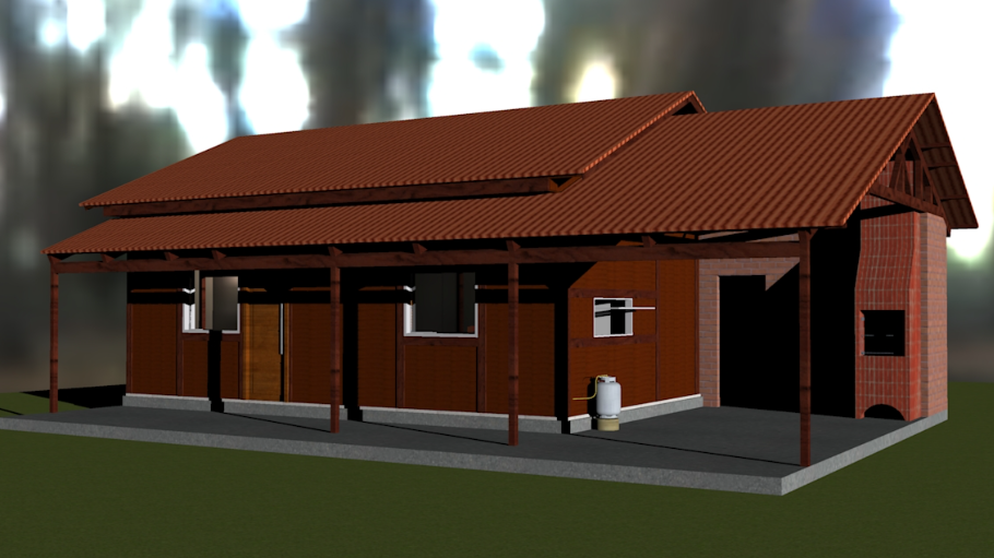 Casa de madeira pré fabricada 